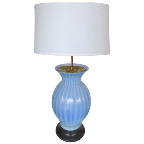 Mid Century Modern Blue Murano Glass Table Lamp By Marbro For Sale At 1stdibs