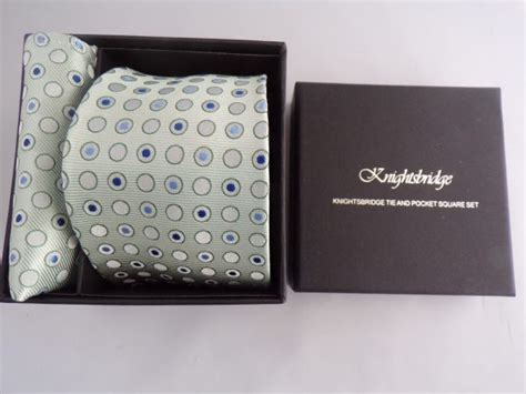 Sage Green Blue Spotted Wedding Tie And Pocket Square Set Sage