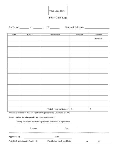 40 Petty Cash Log Templates Forms Excel Pdf Word Within Petty