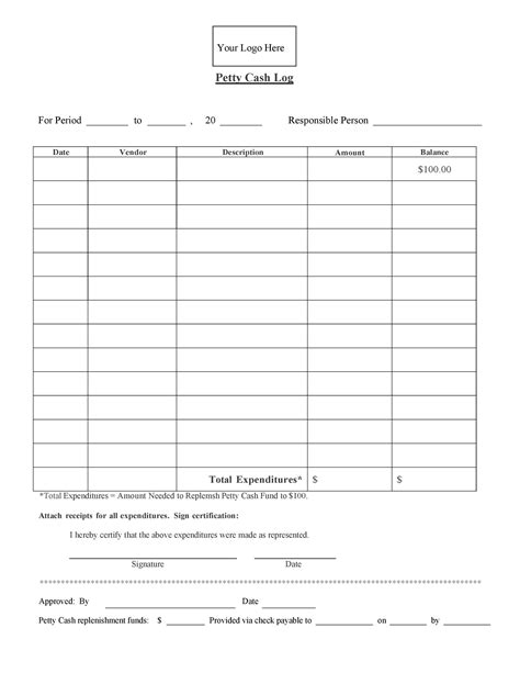 40 Petty Cash Log Templates And Forms Excel Pdf Word Templatelab