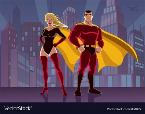 Superhero Couple 2 Royalty Free Vector Image Vectorstock Aff