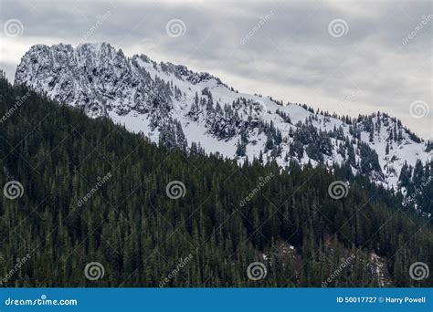 Mt Rainier Low Snow Fall On Near By Peaks Stock Image Image Of
