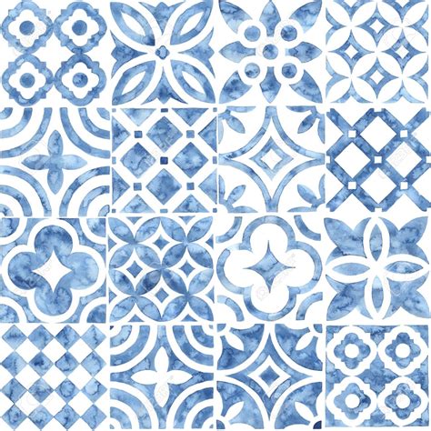 Seamless Moroccan Pattern Square Vintage Tile Blue And White