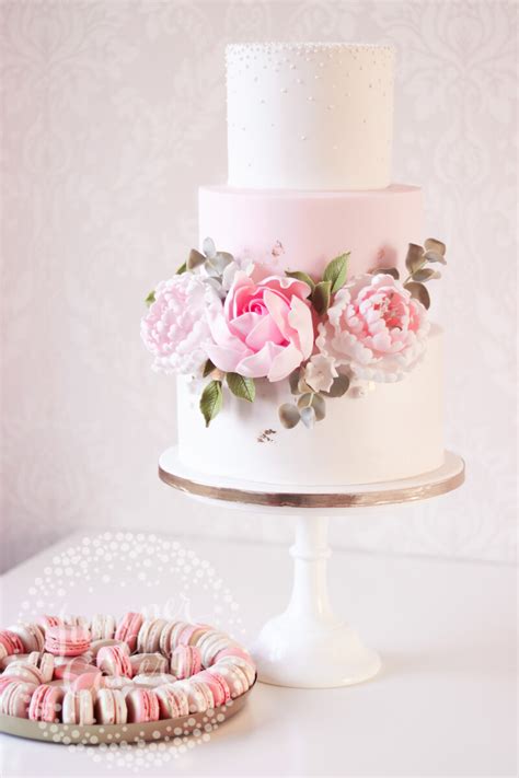 Pretty Blush Pink Floral Wedding Cake At Saltmarshe Hall
