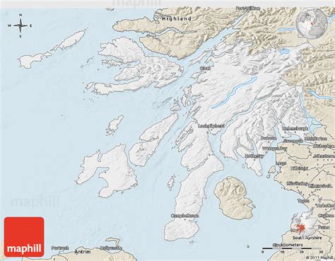 Classic Style 3d Map Of Argyll And Bute
