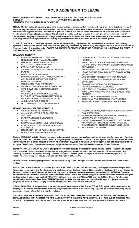 mold addendum  lease printable lease