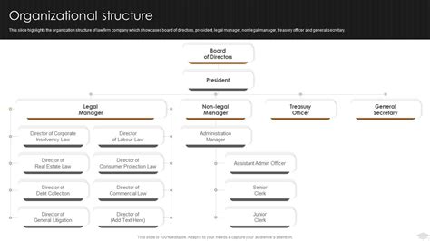 Law Firm Company Profile Organizational Structure Ppt Summary