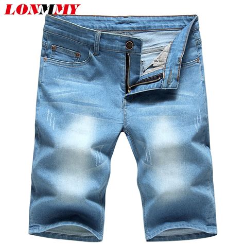 Lonmmy Casual Shorts Mens Hip Hop Skinny Slim Fit Hole Jeans Shorts Men Clothing Fashion Denim