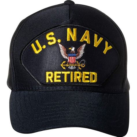 United States Navy Retired Emblem Patch Hat Navy Blue Baseball Cap