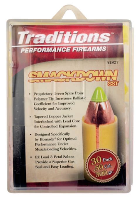 Traditions Smackdown Sst Muzzleloading Bullet With Sabot A1827 Black