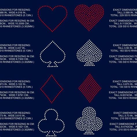 Playing Card Symbols Heart Club Diamond Spade Rhinestone Template