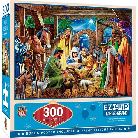 Masterpieces Holiday Away In A Manger 300 Piece Ez Grip Puzzle