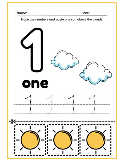 Free Kindergarten Number 1 Worksheets Printable Pdf