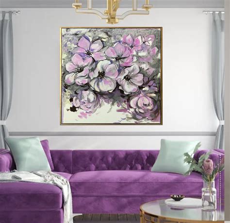 Purple Flower Oil Painting Original Artwork Abstract Flower Etsy