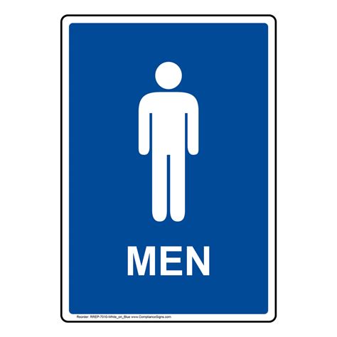 Portrait Blue Men Restroom Sign With Symbol Rrep 7010 Whiteonblue