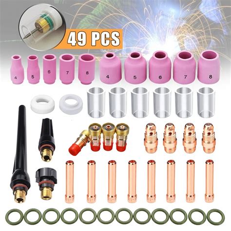 Pcs Stubby Gas Lens Tig Welding Torch Pyrex Glass Cup Kit For Wp
