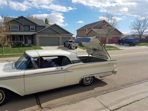 Our green 1959 ford galaxie skyliner hardtop convertible for sale complete with 352 cid v8 and 3 speed automatic can be yours today for $40,000 ~ 11 dramatic coral 1959 ford fairlane galaxie 500 for sale has a solid 332 cid v8 under the hood and a 3 speed automatic transmission ~ 11. 1959 Ford Fairlane 500 Galaxie Skyliner For Sale in ...