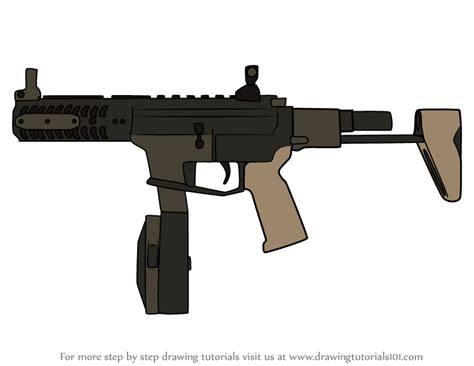 How To Draw Pdw9 Smg From Rainbow Six Siege Rainbow Six Siege Step By