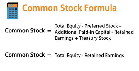 Common Stock Formula Calculator Examples With Excel Template