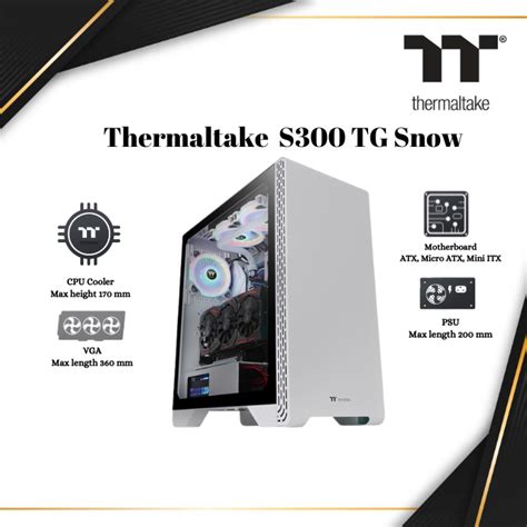 Jual Casing Thermaltake S300 Tempered Glass Snow Edition Mid Tower