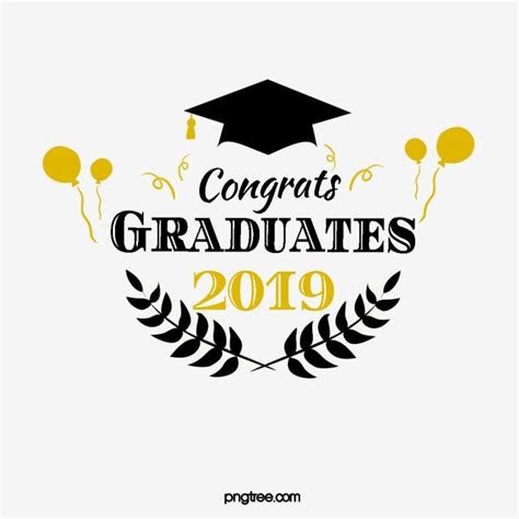 Black Gold Graduation Font Element Illustration Graduation Clip Art