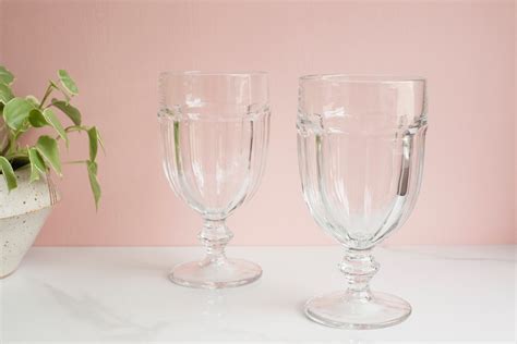Large Clear Glass Goblet Pair Of Two 16 Oz Gibraltar Clear Etsy