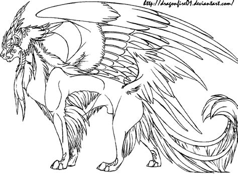 Cat Creature Lineart By Dracofeathers Dragon Coloring Page Mythical