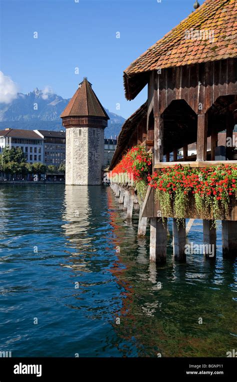 Famous Wooden Bridge In Lucerne Switzerland Stock Photo Alamy