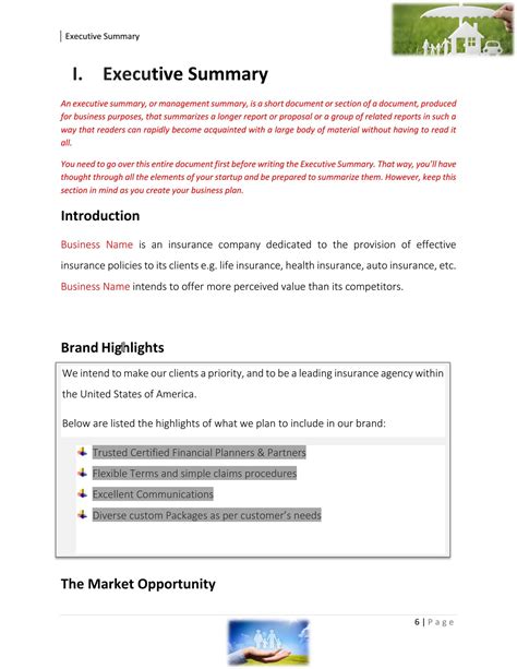 And while it's the first thing that people will read, i generally advise that you write it last. Insurance Agency Business Plan Template Sample Pages ...