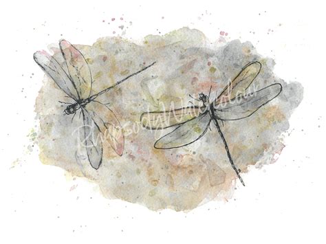 Dragonfly Watercolour Printable Art 2 Dragonflies Print Etsy