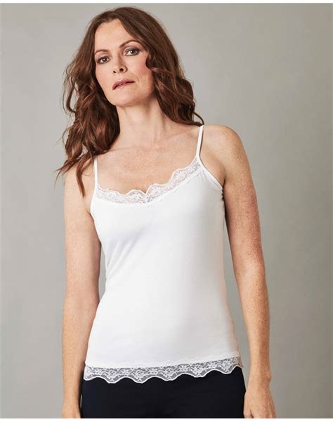 White Womens Lace Jersey Camisole Pure Collection