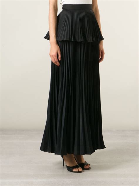 Issa Long Pleated Peplum Skirt In Black Lyst