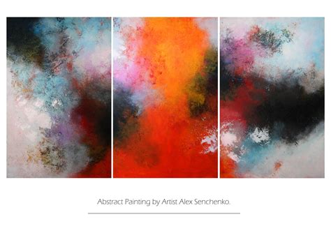 Abstract Triptych By Artist Alex Senchenko Contemporary Art Modern