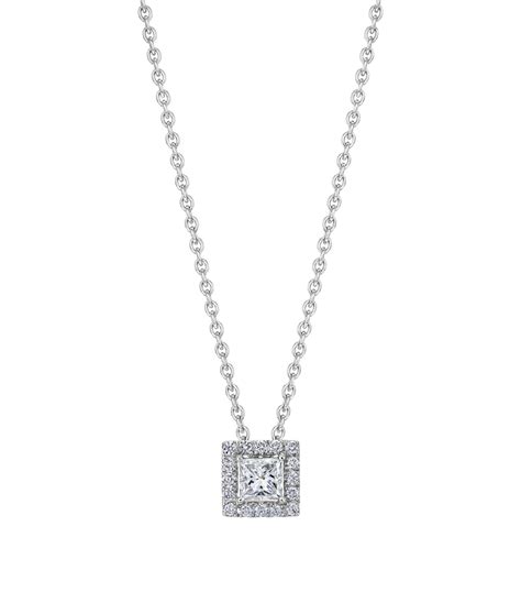 De Beers Jewellers White Gold And Princess Cut Diamond My First De Beers Aura Necklace Harrods Fr