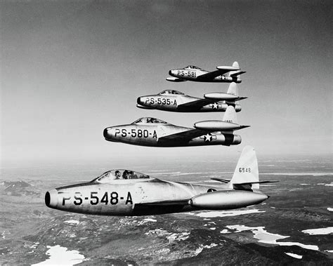 1950s Four Us Air Force F 84 Thunderjet Photograph By Vintage Images