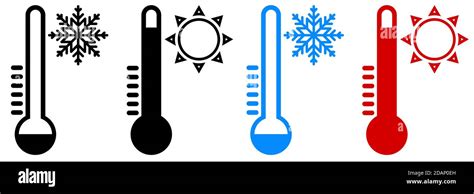 Weather Thermometer Icons With High And Low Temperature Outdoor