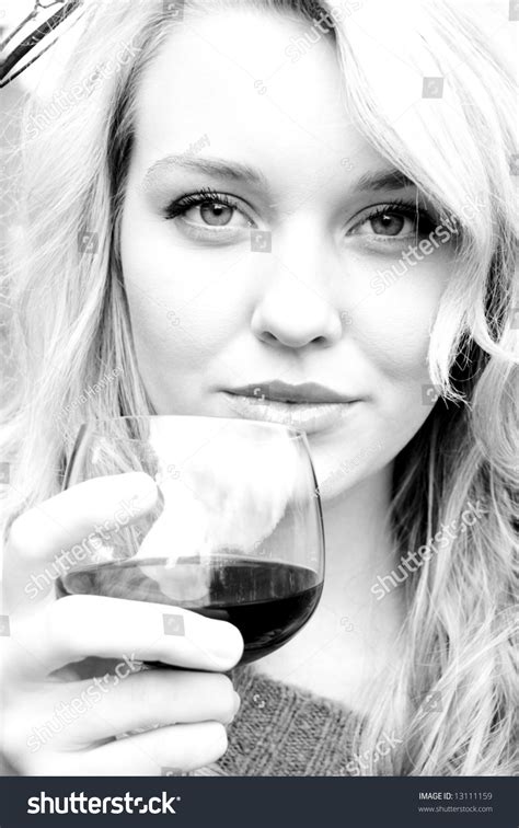 Beautiful Young Woman Drinking Wine Stock Photo 13111159 Shutterstock