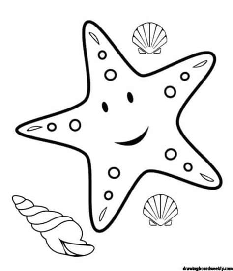 Starfish Coloring Page Drawing Board Weekly