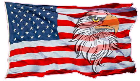 Waving American Flag Eagle Head Decal Nostalgia Decals Patriotic