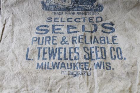Badger Brand Seeds Vintage Heavy Cotton Grain Sack W Old Advertising