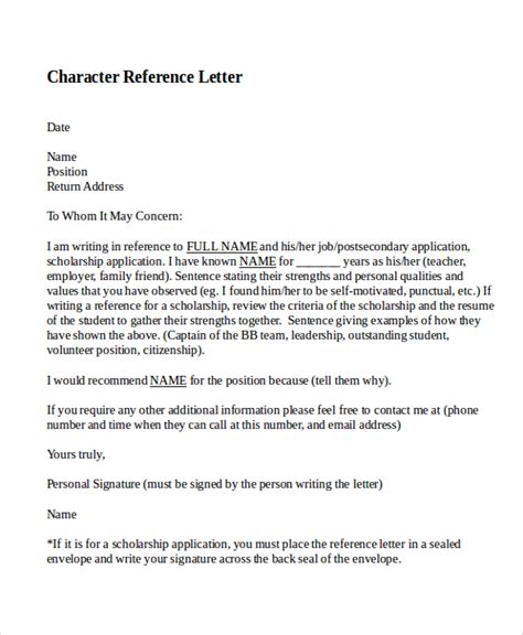 10 best personal character reference letter how to write sample template section