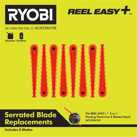 Ryobi Reel Easy Serrated Blade Replacements 8 Pack Ac053n1fb The