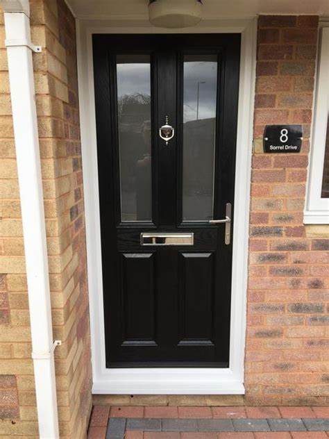 Internorm contemporary front doors are austrian made and available in aluminium or timber/aluminium. Traditional style black 2 pane glazed composite door ...
