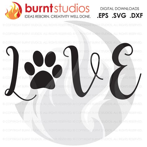 Digital File Love Dogs Dog Paw Print Design Download Svg Dog Svg