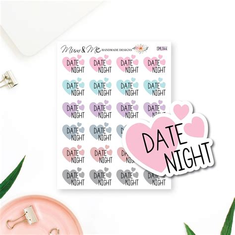 Date Night Planner Stickers Love Hearts Date Night Stickers Etsy