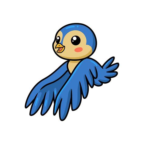 Cute Little Blue Bird Cartoon Flying 11954954 Vector Art At Vecteezy