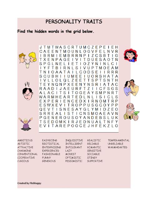 Personality Traits Wordsearch Fun Activities Games Games 8925 Pdf