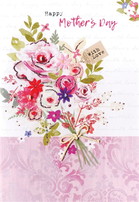 Happy mothers day cards specially handmade with love. Happy Mother's Day Card With Love Embellished Bouquet | Cards