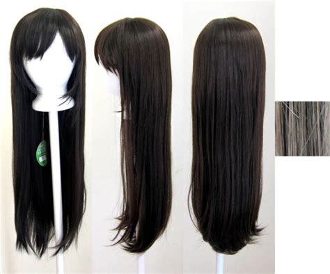 32 long straight long bangs chocolate brown dark cosplay wig new ebay
