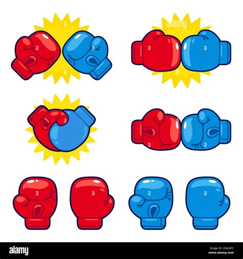 Cartoon Red Vs Blue Boxing Gloves Set Boxing Match Opponents